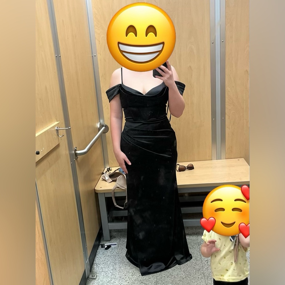B. Smart Black Maxi Dress off shoulder but still has straps